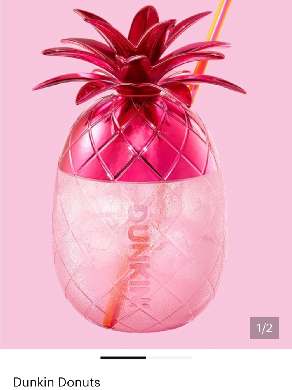 Dunkin Pink Pineapple Tumbler - Decorative Drink Cup